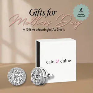 Ariel 18k White Gold Plated Halo Stud Earrings with Simulated Diamond Crystals