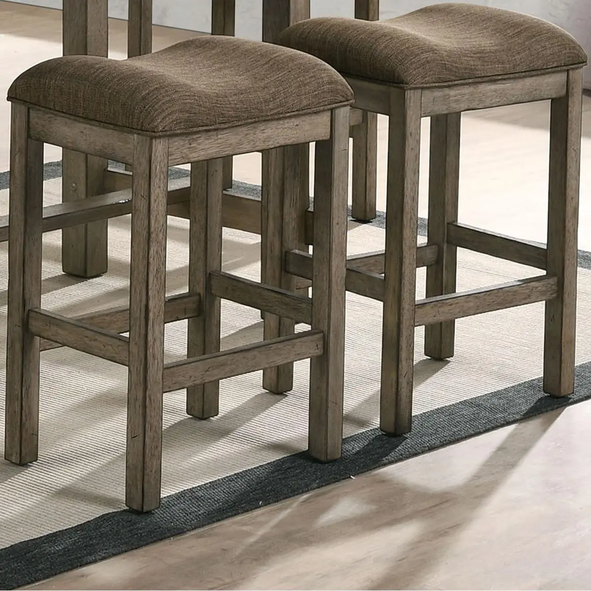 24/7 Shop At Home Tozos Rustic Chestnut Wood Saddle Counter Height Stools with Built-in Footrest (Set of 2) for Dining Room, Kitchen