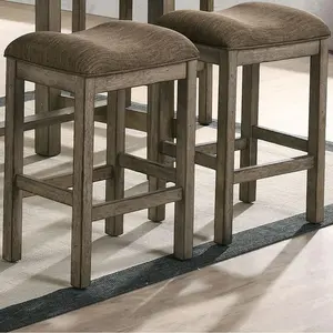 24/7 Shop At Home Tozos Rustic Chestnut Wood Saddle Counter Height Stools with Built-in Footrest (Set of 2) for Dining Room, Kitchen