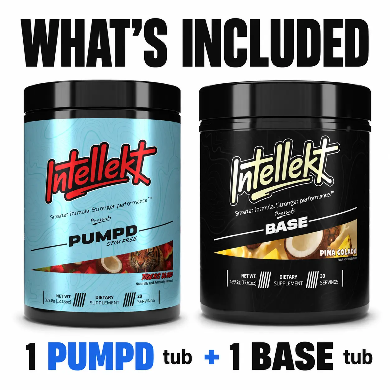 Intellekt Energy & Pump Stack | BASE & PUMPD Pre-Workout Powder | Sugar Free Energy Drink Mix | Daily Energy, Focus & Performance Support | Your Everyday Training Fuel