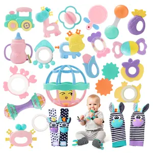 Baby Rattles 0-6 Months: aby Rattles Teething Toys 3-6 Month, Infant Toys 0-3 6-12 Months,Rattle Teether Grasping Shaker Toy, Newborn Toys Teething Toys 3-6 Months - Baby Rattle Socks Baby Gifts for Boy Girl Sensory Teether