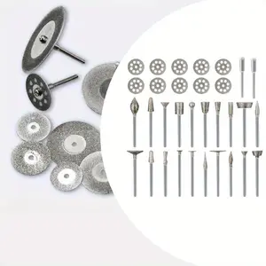 Diamond Burr Set for Dremel, Rotary Tool Grinding Cutting Wheel Stone Glass Tile Jewelry Engraving Rock Etching Masonry 1/8” Die Grinder Carving Cutter Metal Engraver Kit - 32pc Set