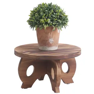 Plant Stand Indoor Wooden Plant Stool Round Stand Risers for Decor Plant Pedestal Stand Farmhouse Rustic Decorative Display Flower Holder Pedestal Board Brown