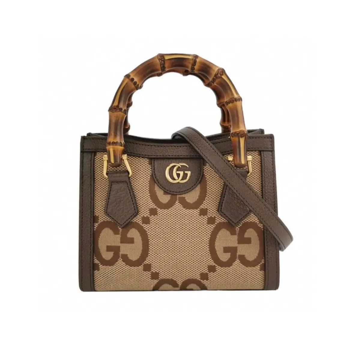 Pre-owned GUCCI Diana Mini Tote Bag, Ebony GG Supreme Canvas with Bamboo Handle 2600914