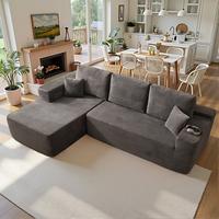 Light Grey Corduroy Left Chaise