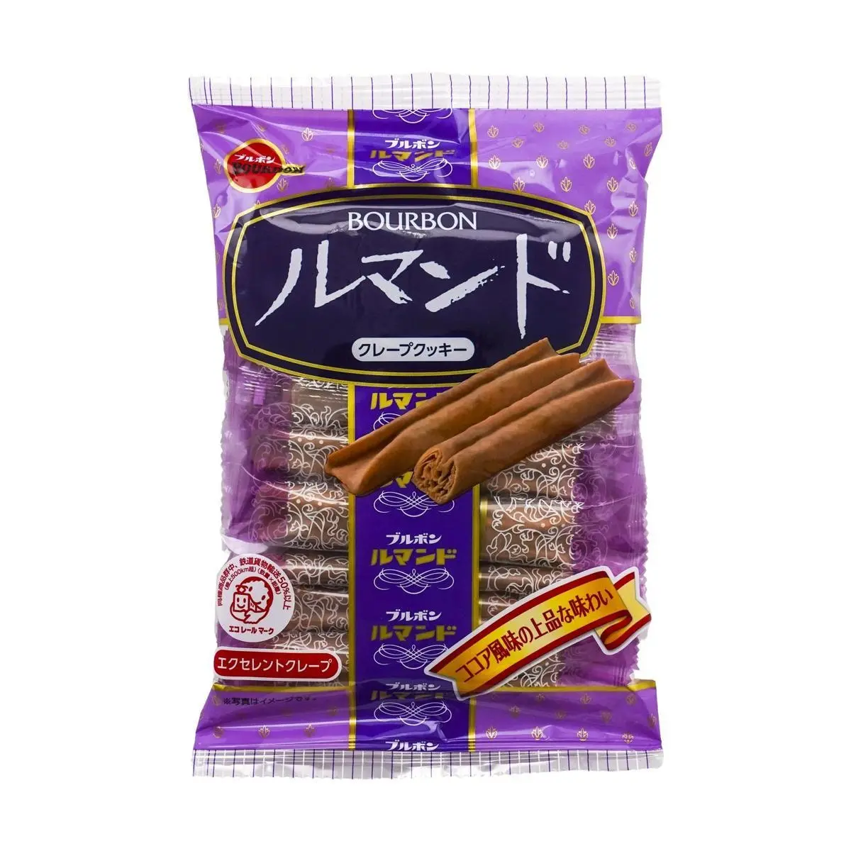 BOURBON Japanese Chocolate Wafer Rolls 3.12oz - Cocoa Flavor Layered Cookies