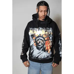 Burza Black Rhinestone Oversized Hoodie