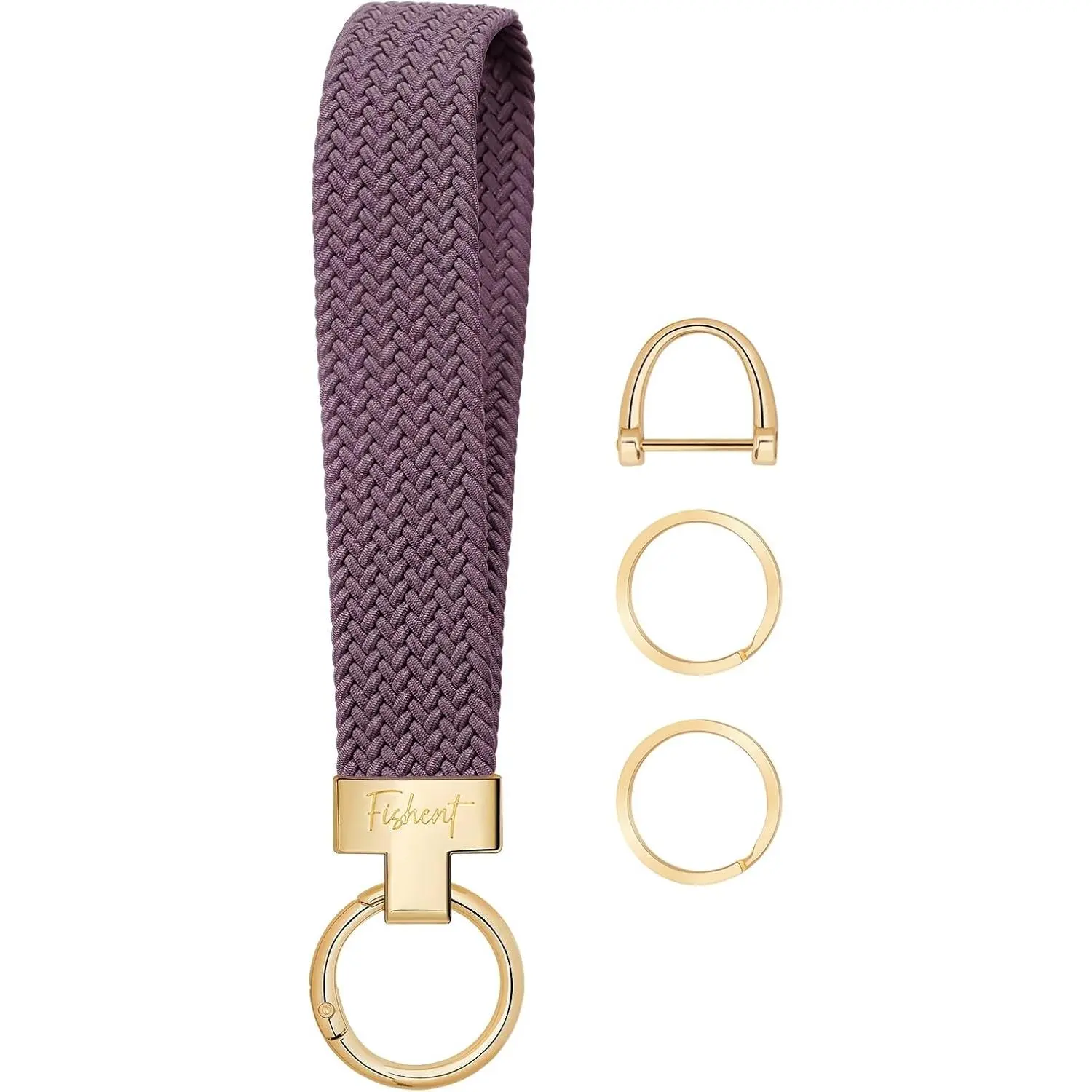 Stretchy Wristlet Keychain, Cute Key Chain, Woven Wrist Lanyard for Car Keys with 3 Keyrings and D-ring for Women Men