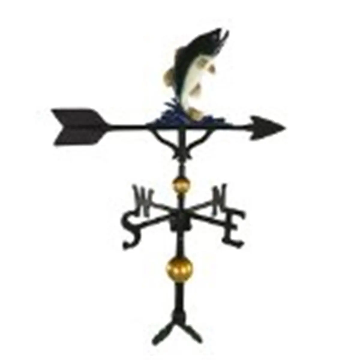 212 MAIN 300 Series Outdoor Cast Aluminum Bass Weathervane - 32 in., Arrow Shape, Deluxe Satin Black Baked Enamel Finish, Adjustable Base
