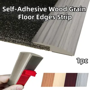 2meters Self-Adhesive Wood Grain Pattern Floor Edges Strip, Self-Adhesive PVC/ Vinyl Floor Transition Strip Compatible for Wood - Realistic Wood Grain Joint Seam Cover, Peel-and-Stick Installation