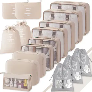 16pcs Travel Organizer Bag Set, Packing Cubes with Washbag, Clothing & Underwear Bags, Drawstring & Toiletry Bags, Ideal for Backpacks & Suitcases