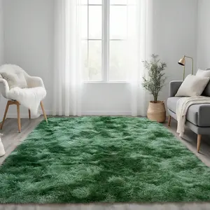 AAFKK Tie-dye Dark Green Super Fluffy Rug For Bedroom, Shag Fuzzy Area Rug For Living Room Bedroom, Plush Soft Carpet For Girls Boys Kids, Non Slip Throw Rugs For Dorm, Modern Home Decor Aesthetic