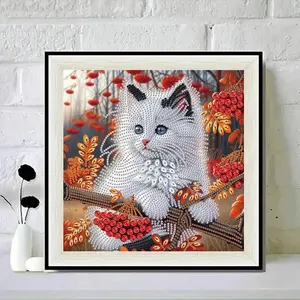 Cute Cat Pattern DIY Diamond Arts Colorful Painting Kit without Frame, DIY 5D Diamond Arts Colorful Painting for Home Wall Decor