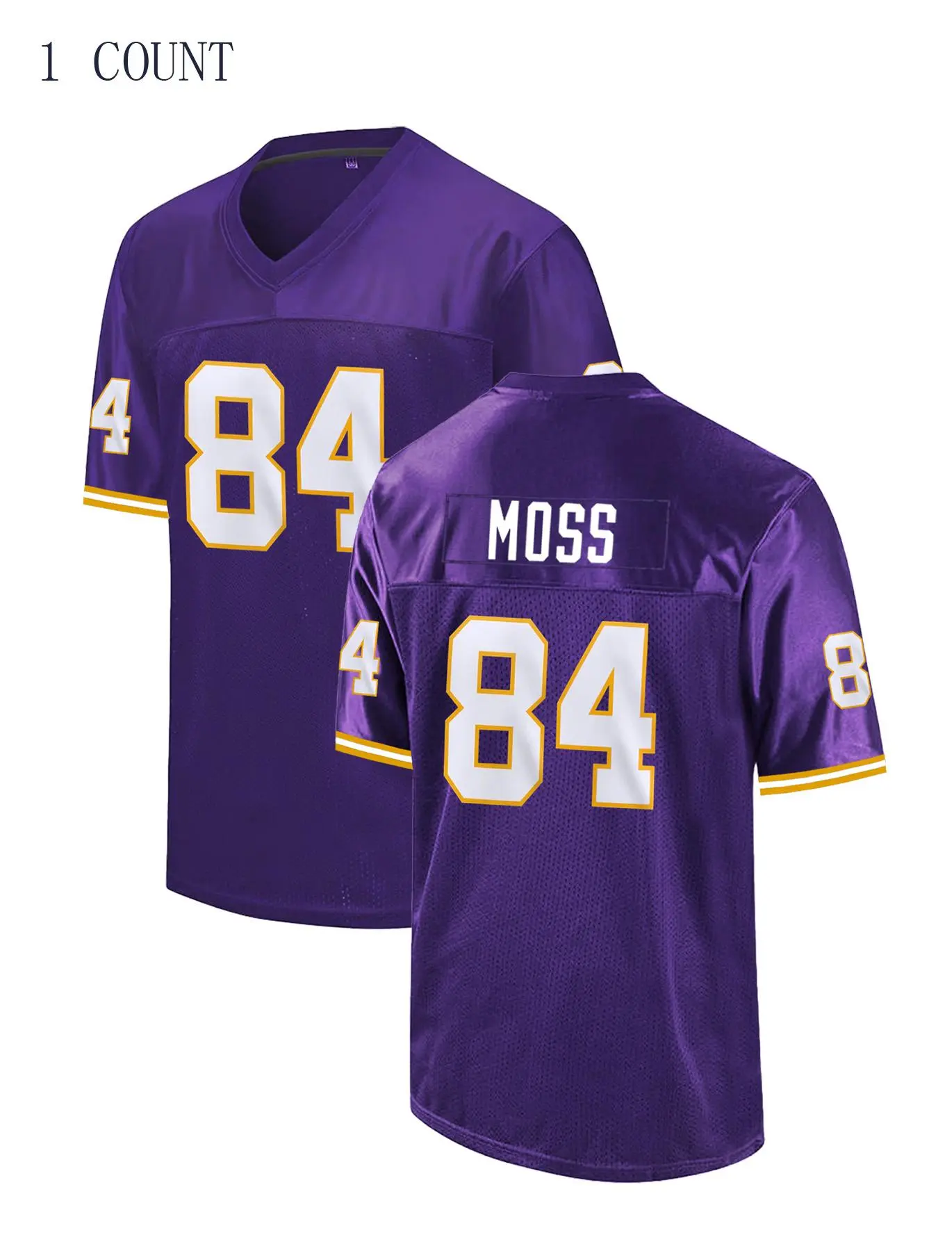 Vintage Viking #84 Retro American Football Stylish Sport Jersey, Breathable Quick-dry V-neck Short Sleeve T-shirt, Casual Loose-fitting Unisex Shirt, Quick Dry Tops for All Seasons