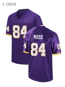 Vintage Viking #84 Retro American Football Jersey, Breathable Quick-dry V-neck Short Sleeve T-shirt, Casual Loose-fitting Unisex Shirt for All Seasons