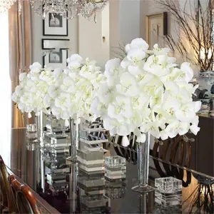White Orchid Artificial Flowers,6 Count Fake Orchid 26.7Inch Artificial Phalaenopsis Flowers for Wedding Party Home D��cor