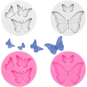 4 Pcs Butterfly Silicone Molds Mini Butterfly Mold for Fondant Soap Epoxy Resin Candy Chocolate Cake Decorating