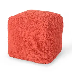 Sunny Coral Square Pouf