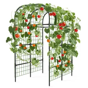 Garvee 7.3ft Metal Garden Arch Trellis, Black Plant Support for Raised Beds, Climbing Vegetables, and Cucumbers
