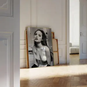 Angelina Jolie POSTER UNFRAMED  Black and White Wall Art Smoking POSTER UNFRAMED  Fashion. Hollywood POSTER UNFRAMED  Woman. Vintage Photography. Feminist