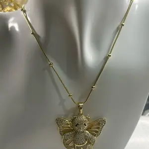 Sparkling Butterfly Bear Necklace – 14k Gold Filled 18”