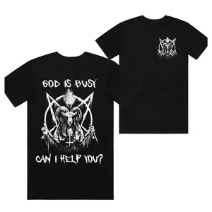 100% Cotton Unisex Occult Satanic Goat T-Shirt, God Is Busy Can I Help You Shirt, Dark Humor Tee, Gothic Metal Shirt, Baphomet Demon Graphic, Casual Shirt