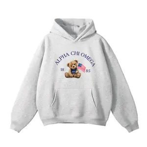 Custom Sorority Teddy Bear Hoodie / Grey Sorority Hoodie / Teddy Bear Sorority Sweatshirt / Sorority Apparel / Greek Apparel /Custom Sorority Sweatshirt - Chi Omega Hoodie - Zeta Tau Alpha - Tri Delta Star Sweatshirt
