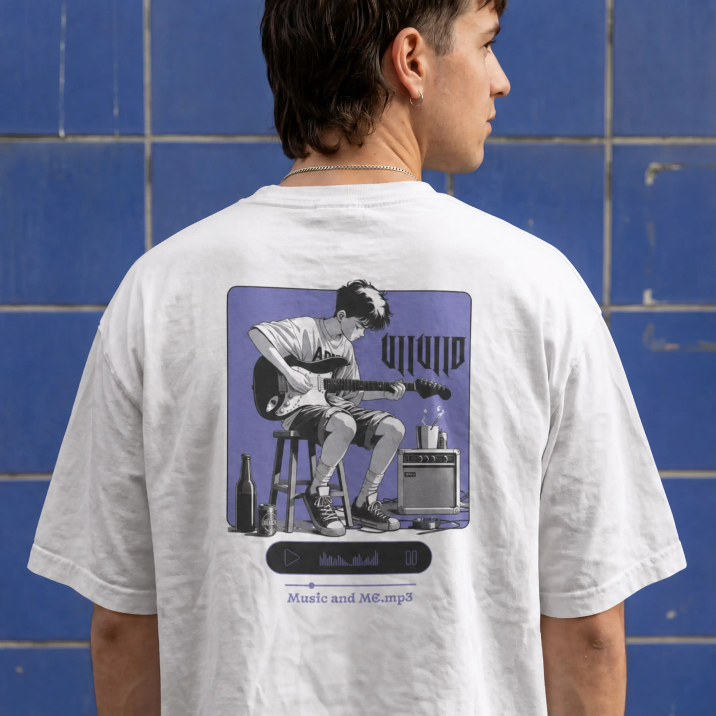 "Music and Me" Guitar Player Illustration T-Shirt | Musician Amplifier Stage Graphic Tee | Breathable Durable Cotton, Trending Everyday Wear