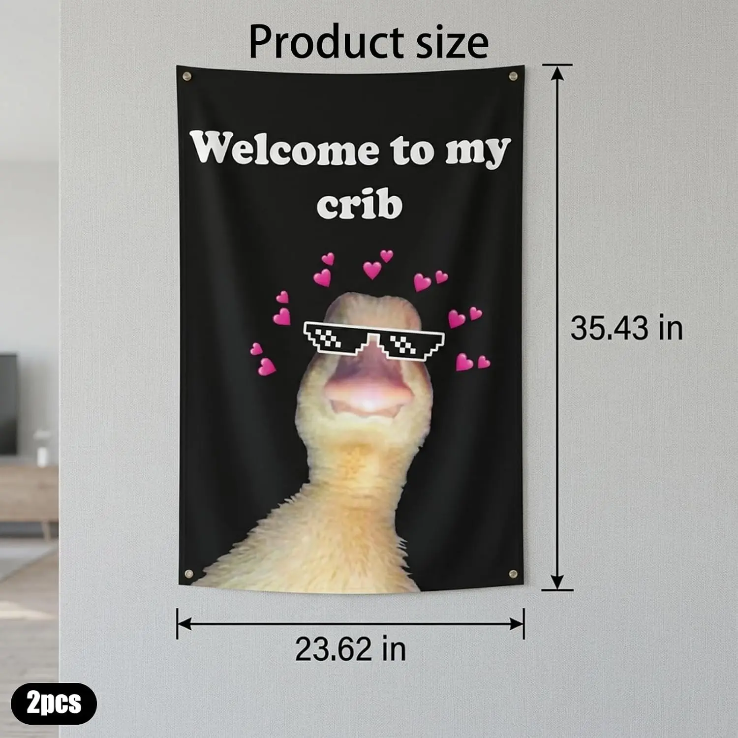 2Pack Welcome to My Duck Flag, Welcome to My Flag, Polyester Fabric, Double Sided Design for Indoor and Outdoor Use, Vibrant Colors and Fade Resistant Material Banners Hanging