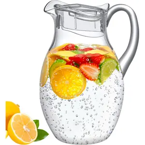 - Bubbly Grand - Plastic Pitcher (96 oz, 3 Quart), Clear Water Pitcher with Lid, Fridge Jug, BPA-Free, Shatter-Proof, Great for Iced Tea, Sangria, Lemonade, Juice, Milk, and More
