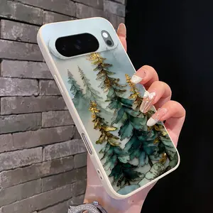 Rounded Edge Phone Case for Google Pixel 10 9 XL 8 7 Pro A  Misty Pine Elegance Pattern Full Body Protection Shockproof Soft Liquid Silicone Cover Cellphone Protective