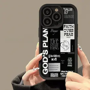 Religious Belief 'GOD'S PLAN' 'FAITH OVER FEAR' Phone cases Case Compatible with For iPhone 17 Pro Max 16 16e 15 14 Plus 13 12 Mini 11 Air X XS Pattern TPU Lens Protection Durable Soft Cover Gift 2D printing Shockproof Smartphone