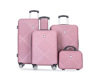 Luggage Sets 4 Piece Suitcase Set (14/20/24/28)Hardside Suitcase with Spinner Wheels Lightweight Carry on Luggage(Pink)