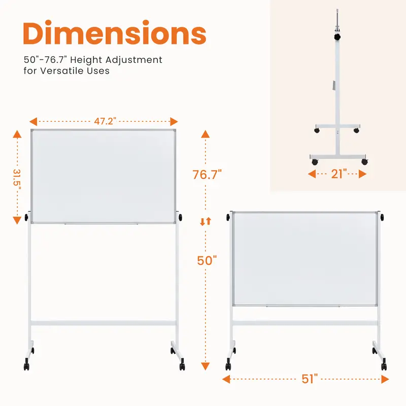 Sweetcrispy Double-Sided Magnetic Whiteboard - Silver Aluminum Frame, Height-Adjustable Stand, Dry Erase Markers - Home & Office Presentation Supplies, Dry Erase Boards, Office Accessories Sweetcrispy Double-Sided Magnetic Whiteboard - Silver Aluminum Frame, Height-Adjustable Stand, Dry Erase Markers - Home & Office Presentation Supplies, Dry Erase Boards, Office Accessories