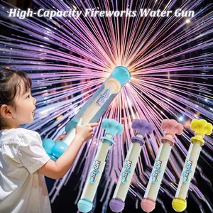 High-Capacity Pull-Pull Fireworks Water Gun Summer Beach Play Water Battle Spray Gun with Rotating Fireworks Feature for Kids