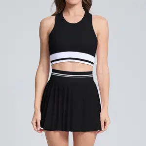 Breathable High-Waisted Athletic Skirt Set - Slimming & Anti-Exposure Design for Badminton & Yoga - Ideal for Fitness, Aerobics, Ball Sports, Loungewear, and Casual Wear