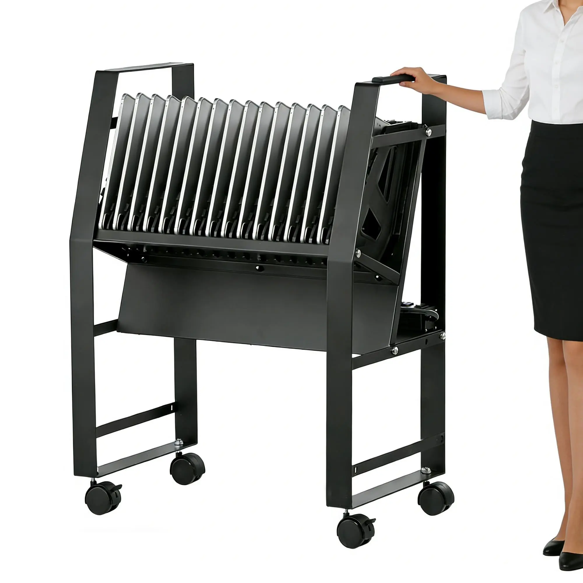 16-Device Laptop & Tablet Charging Cart (Fits Up to 15.6" Laptops), Efficient and Secure Charging Station for Office/Classroom Use