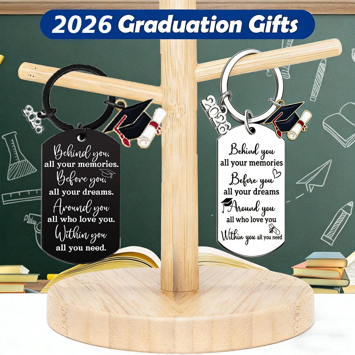 2026 Graduation Key Chain Gifts for Her Him Girls Boys, Class of 2026 Keychain Graduation Gifts for College Middle High School Graduates Daughter Son Inspirational Religious Christian Gift for Graduation Students(Silver/Black)