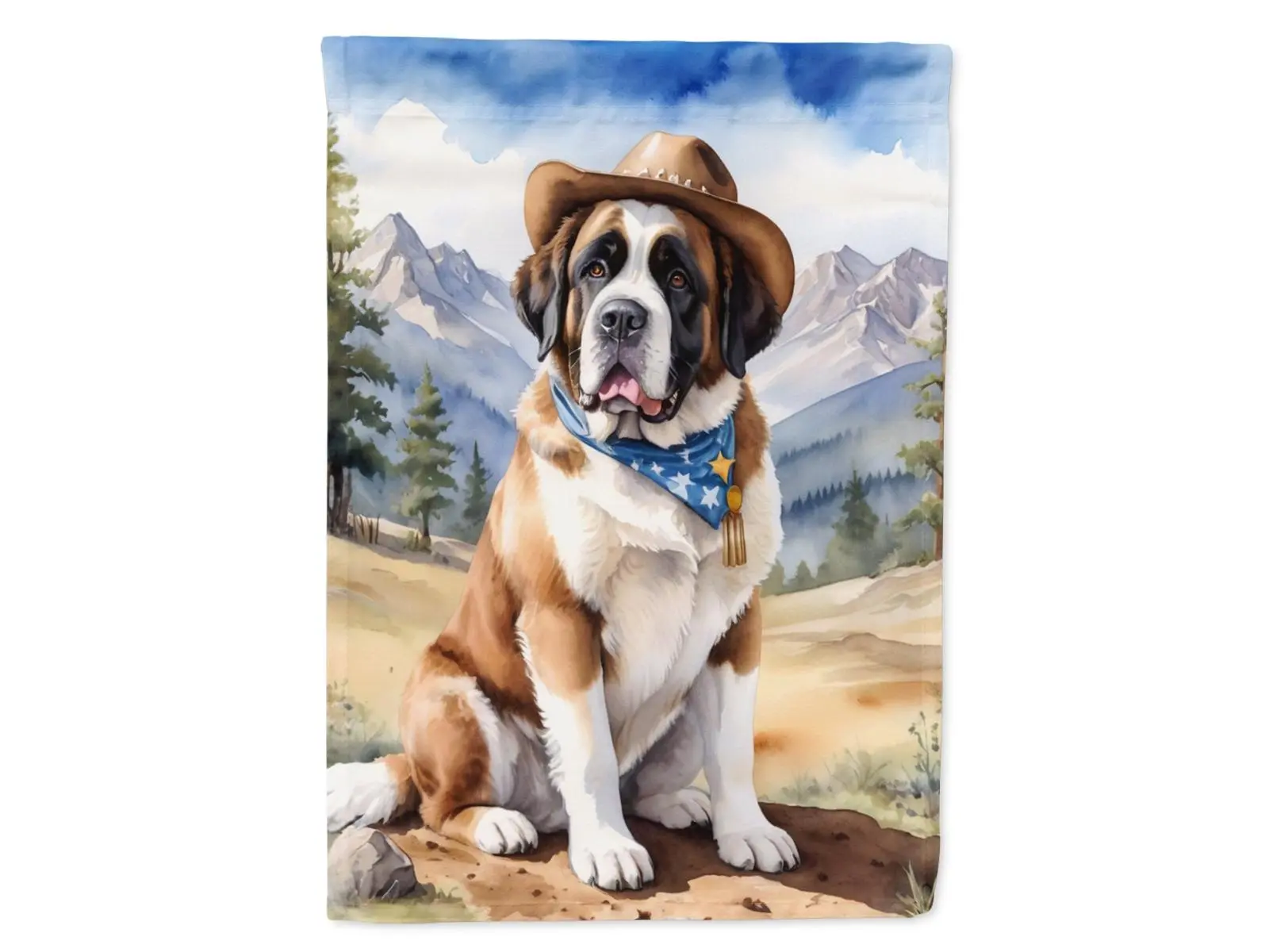 40 x 28 in. Saint Bernard Cowboy Welcome House Flag