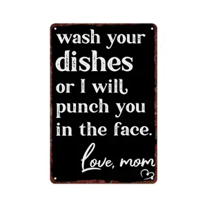 Wash Your Dishes Metal Sign 8x12inch - Funny Kitchen Wall Decor,Sarcastic Mom Quote Sign Suitable for home, restaurant, kitchen, and wall decoration