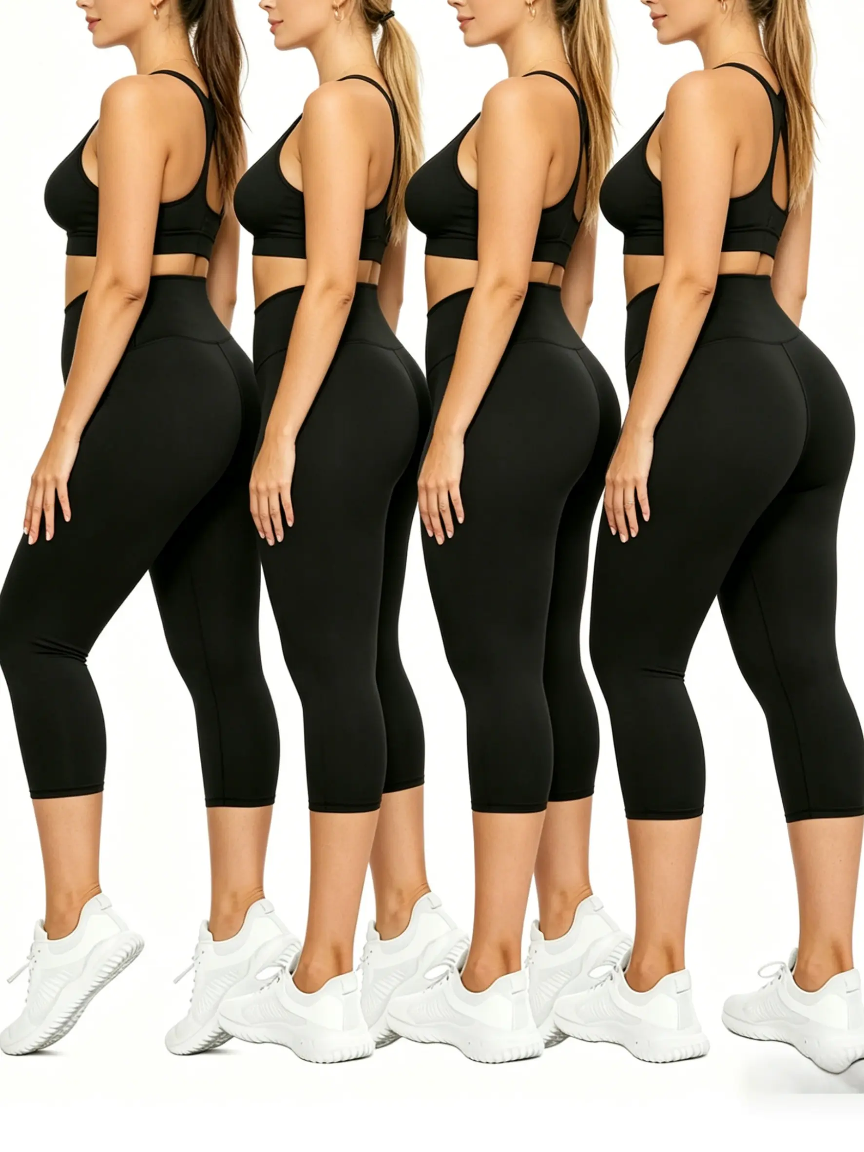 4pcs Set - Women's Yoga Pocket Sports Pants - Tight-fitting Ankle-length Pants - Soft And Comfortable - Suitable for Indoor Yoga, Pilates, Outdoor Leisure, Long-distance Running, Etc. - Women's All-season Sports Pants tiktokshopbacktoschool