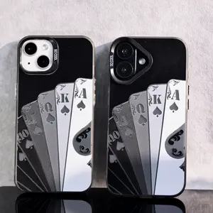 Poker-themed phone case: Compatible with iPhone 13 through 16 models. Features shock absorption, slip resistance, and lightweight design, incorporating the latest design and air-cushion protection technology. Suitable for both men and women.