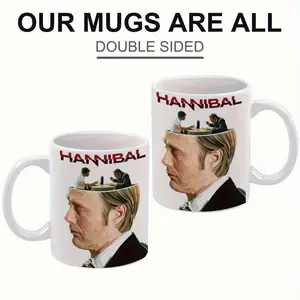 11oz Ceramic Coffee Mug, My Five Moods Double-Sided Hannibal Character Art, Unique Gift for Fans (Birthday, Holidays), Vibrant TV Show Merchandise
