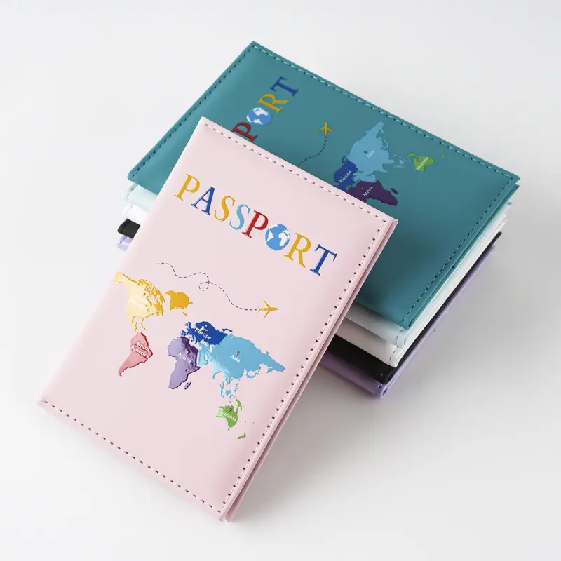 RFID Blocking Passport Sleeve - Multi-Compartment, Waterproof, High-Capacity, Aesthetic World Map Travel Wallet, Sports & Outdoor Camping Hiking Accessory, Airport Vacation Gift