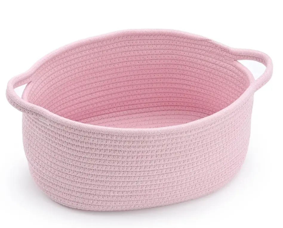 Small woven burr basket with gift bags and ribbons durable baskets for  Easter christmas gifts empty small rope basket for storage 13"X 8" X 6" baby toy baskets with handles, decorative organizer box