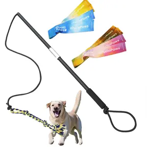 Flirt Pole for Dogs,Heavy Duty 4 Pieces Set with 3 Lures,Interactive Teaser Wand for Small Medium Large Pets,Durable Flirt Stick for Chase,Outdoor Tether Play,Exercise,Training