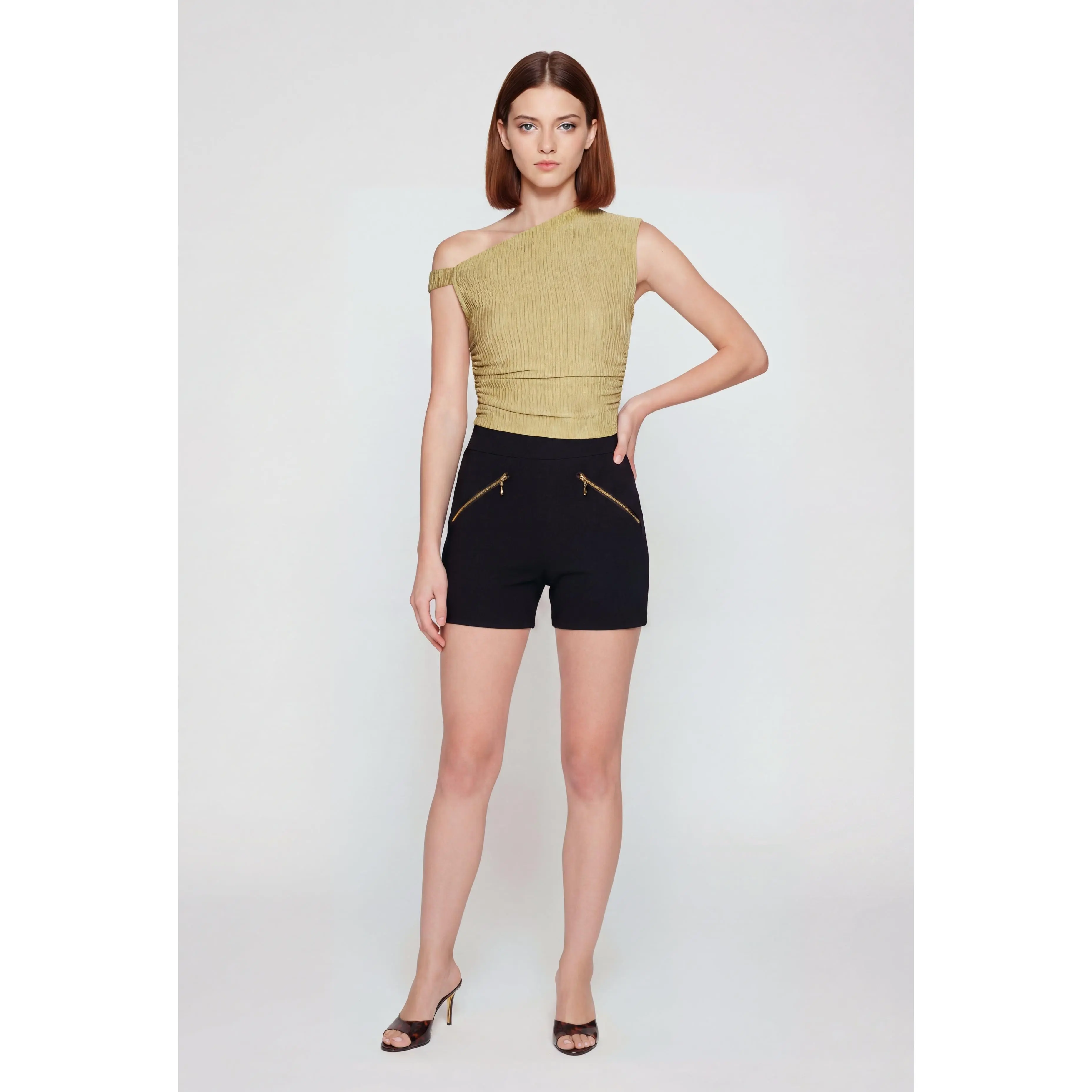 Zip Detail Scuba Shorts