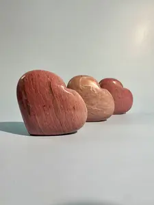 Pink Petrified Wood Self Standing Heart Carving