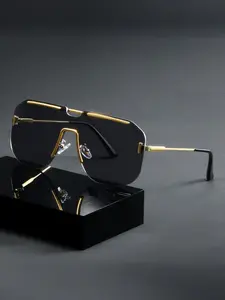 Men's Fashion Glasses Without Frames, Golden Copper Color Plastic Frame, Polycarbonate Lenses, Stylish & Durable, Casual Wear