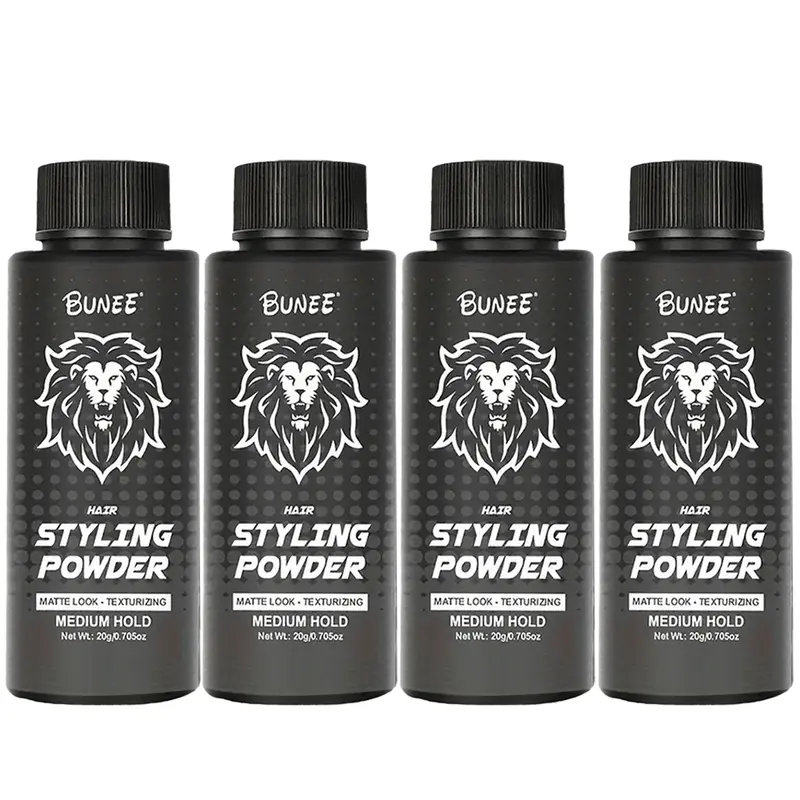 4-Piece Family Pack BUNEE Lion Edition Hair Volumizing Powder – Oil Control & Volume 2-in-1 Creates textured hair with quick volume boost, controls oil for a natural look, and keeps hair fresh without greasiness. Lightweight and clump-free for effortless